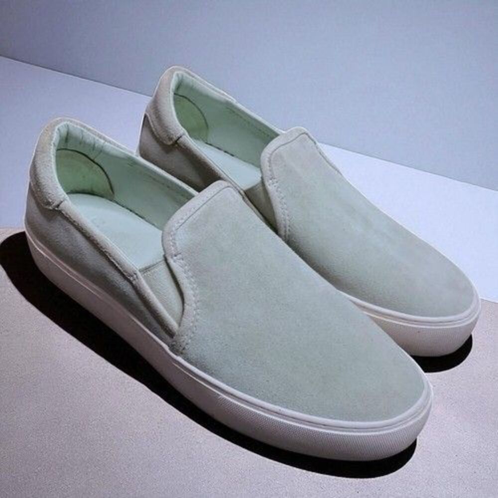 Ugg Jass Shoes Womens Sz 10‎ Mint Green White Suede Leather Slip On Sneakers